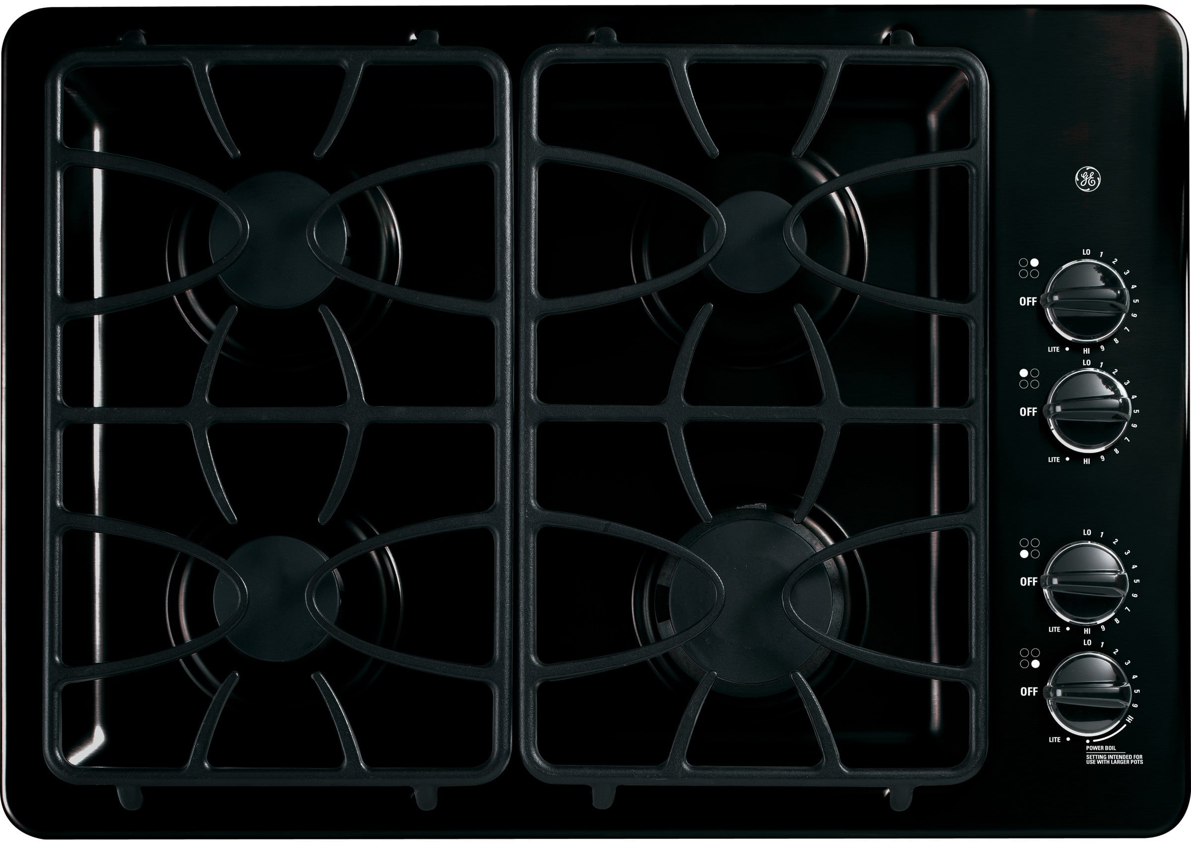 GE JGP333DETBB 30 Inch Gas Cooktop with 4 Sealed Burners, PowerBoil