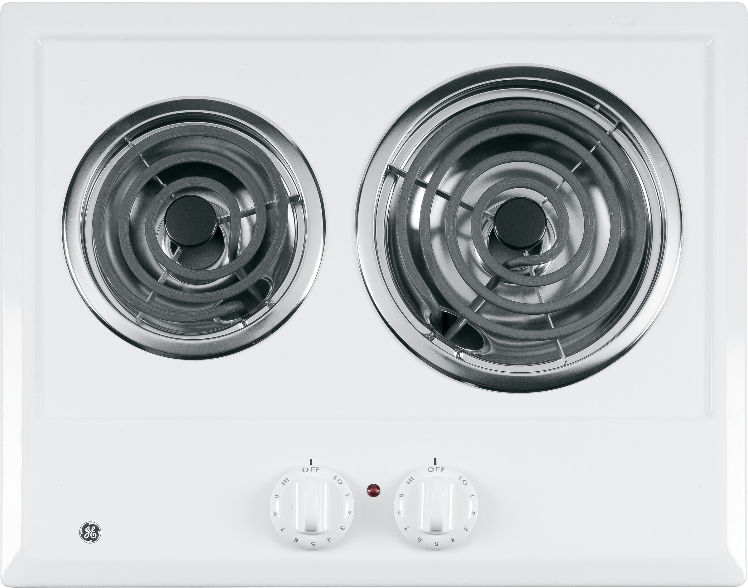 GE JP202DWW 21 Inch Electric Cooktop with 2 Coil Elements, Removable