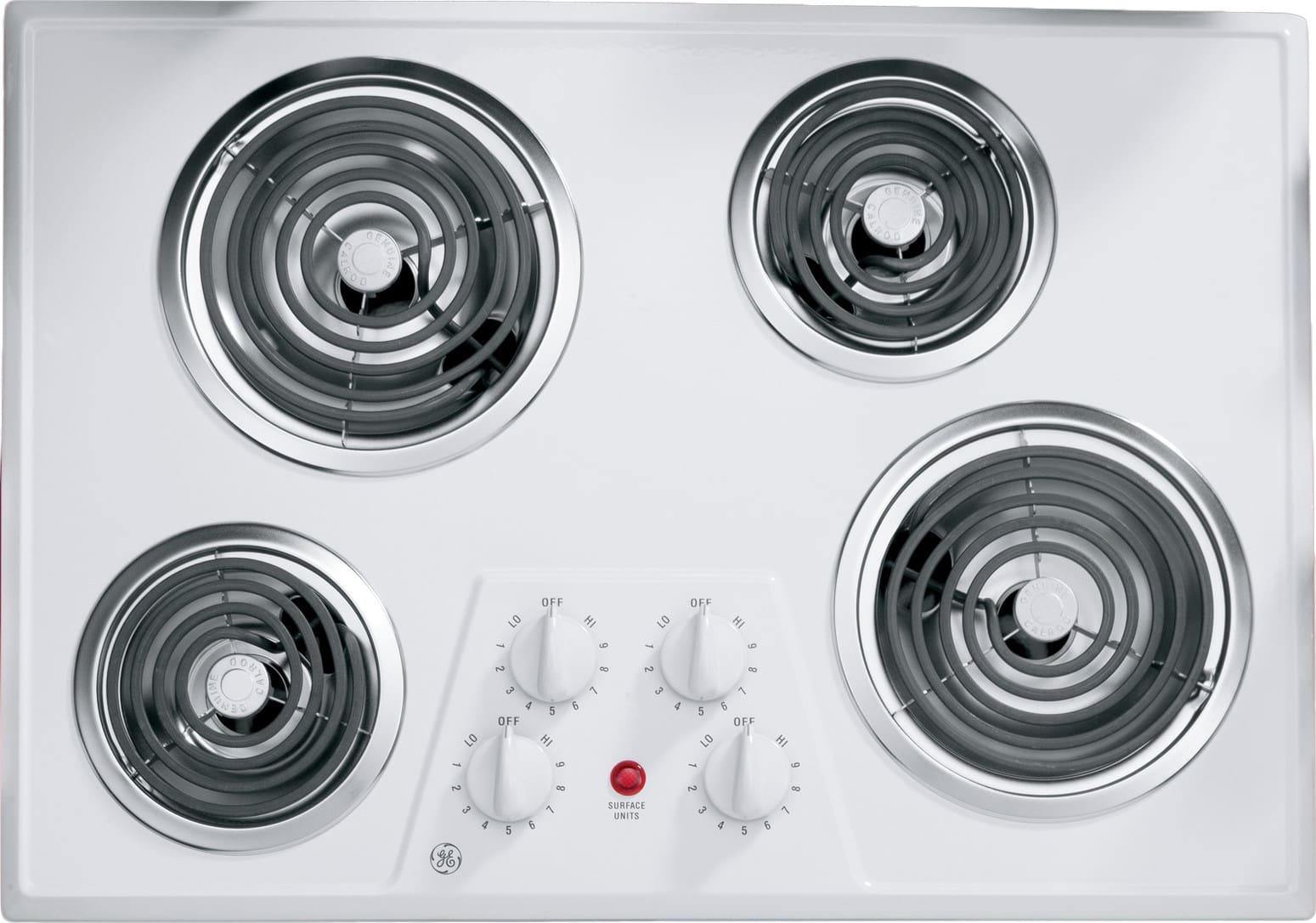 GE JP328WKWW 30 Inch Electric Cooktop with 4 Coil Elements, Removable
