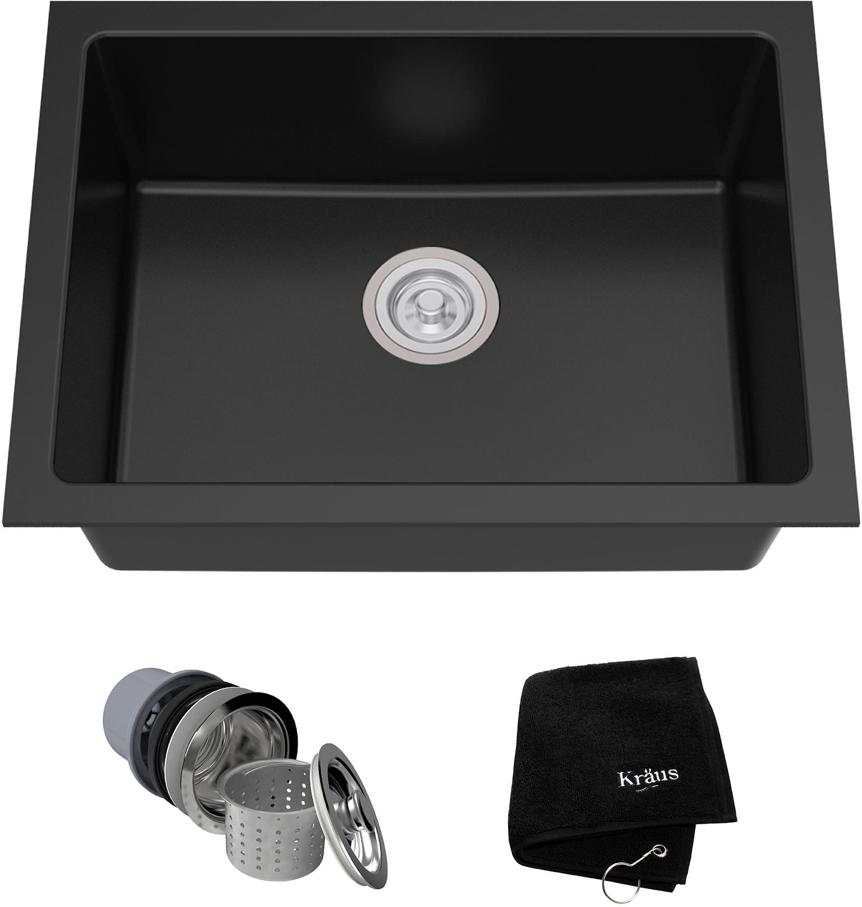Kraus Kgd410b 24 Inch Dual Mount Single Bowl Granite Kitchen Sink Kraus Kgd410b 24 Inch Dual Mount Single Bowl Granite Kitchen Sink With 8 2 3 Depth Heat Resistant Easy To Clean Surface Naturally Quiet And