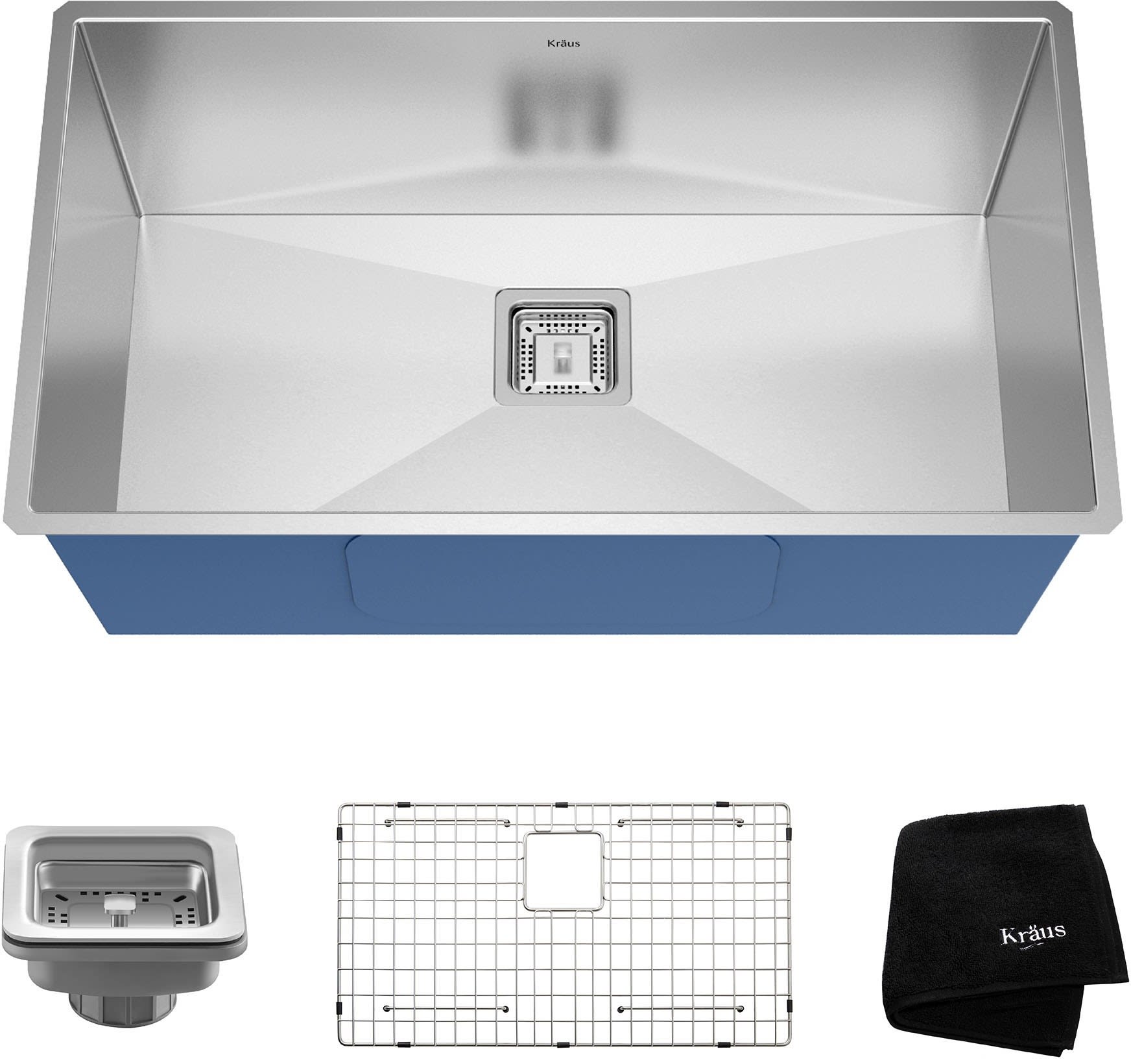Kraus KHU32 311/2 Inch Single Bowl Stainless Steel Kitchen Sink with