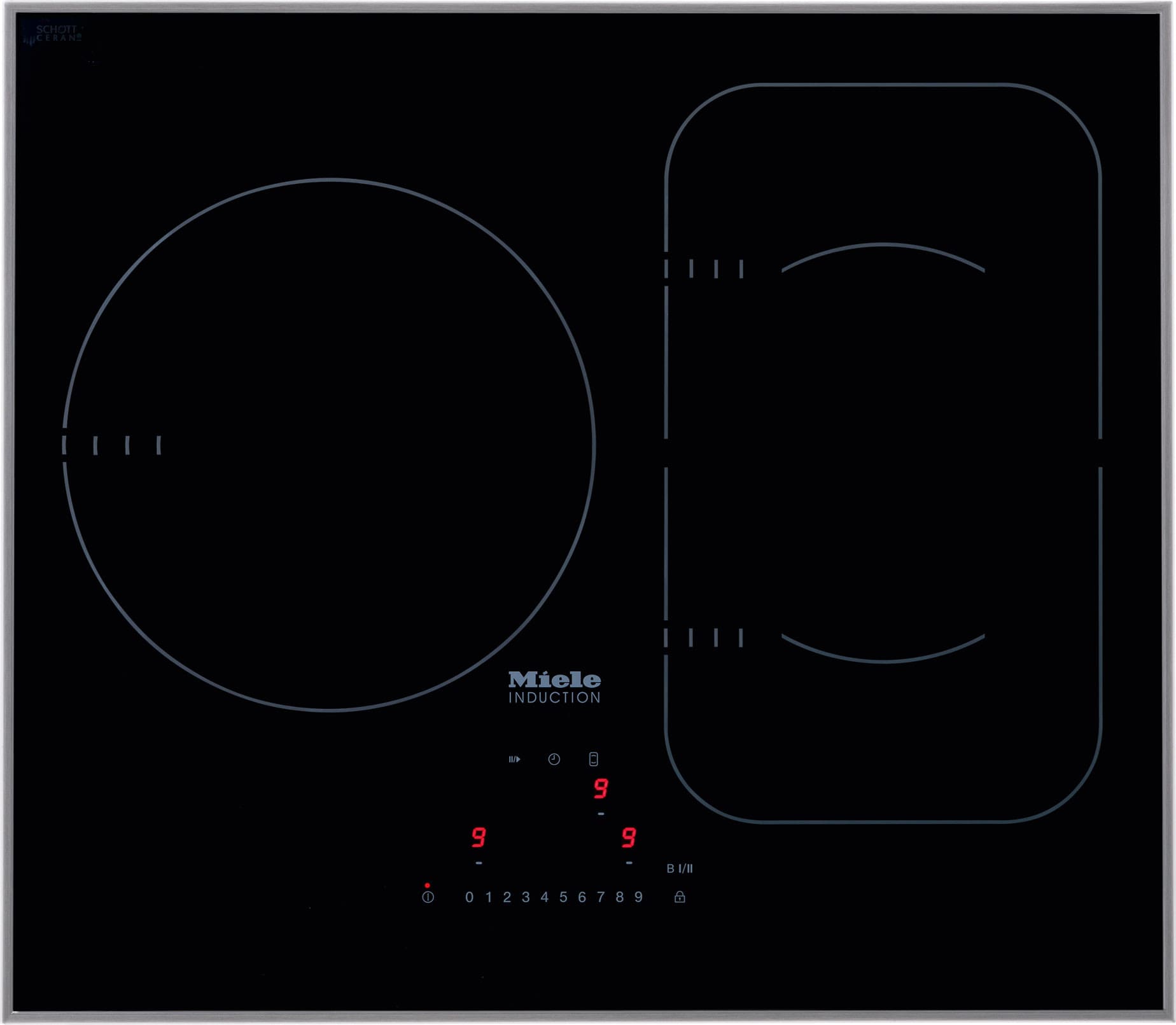 Miele KM6320 24 Inch Induction Cooktop with 3 Cooking Zones, Twin