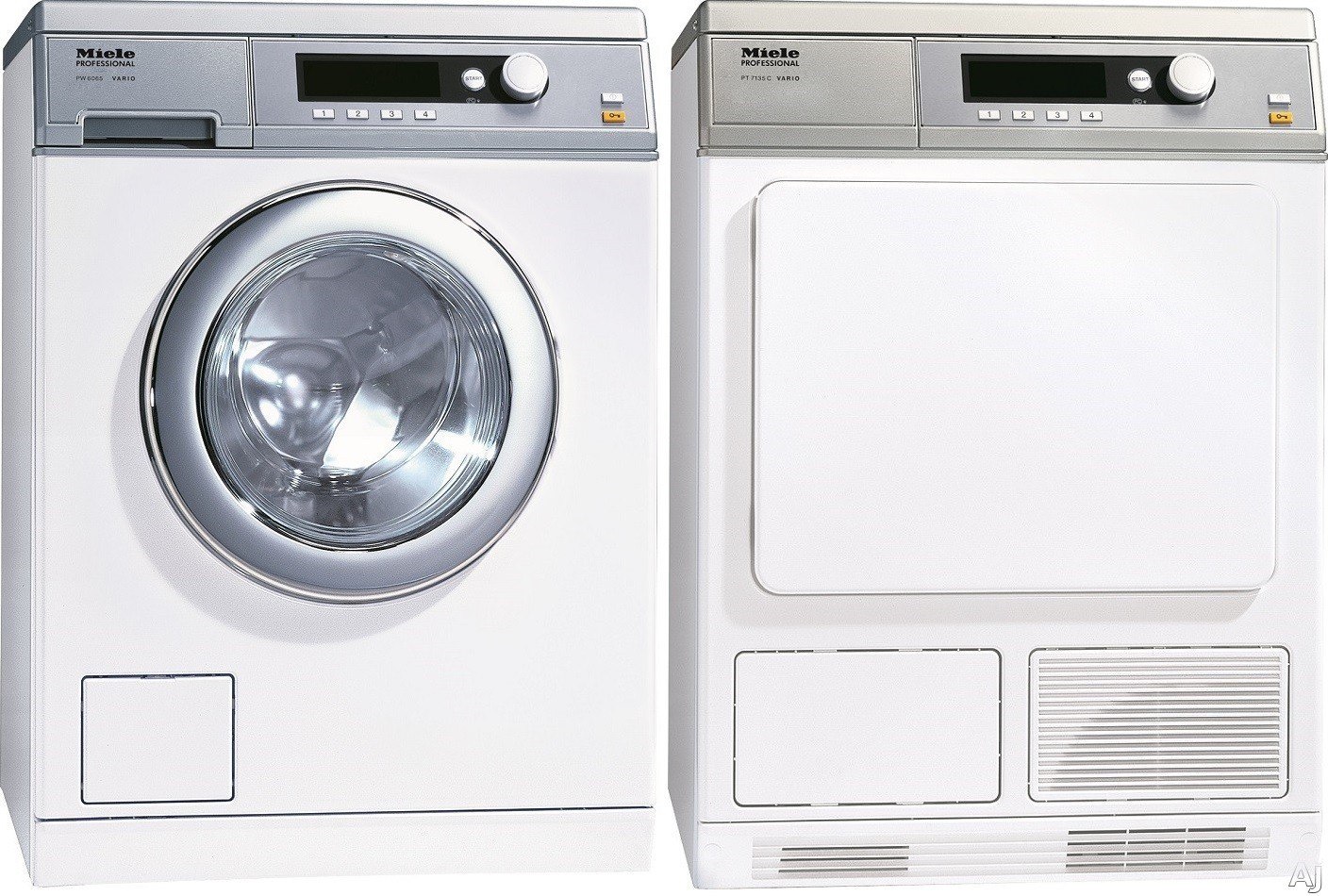 Miele MIWADREW56068 SidebySide on Pedestals Washer & Dryer Set with Front Load Washer and