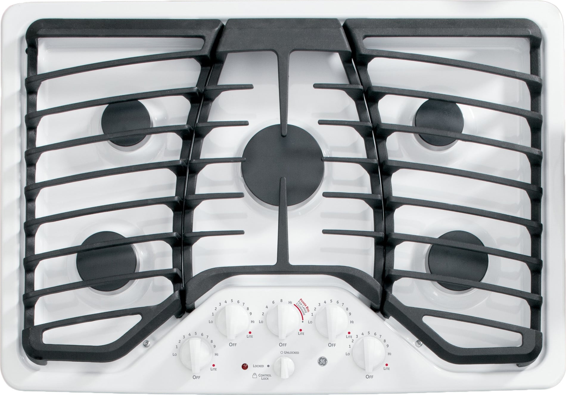 GE PGP953DETWW 30 Inch Gas Cooktop with 5 Sealed Burners, 15,000 BTU