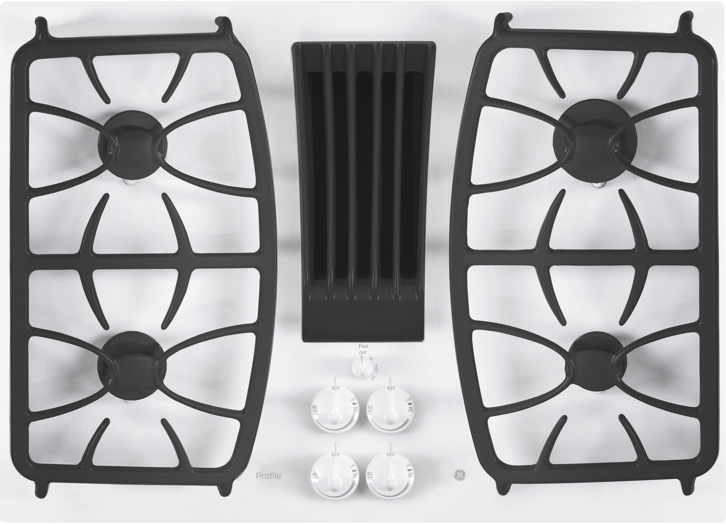 GE PGP9830TJWW 30 Inch Gas Cooktop with 4 Sealed Burners, Downdraft