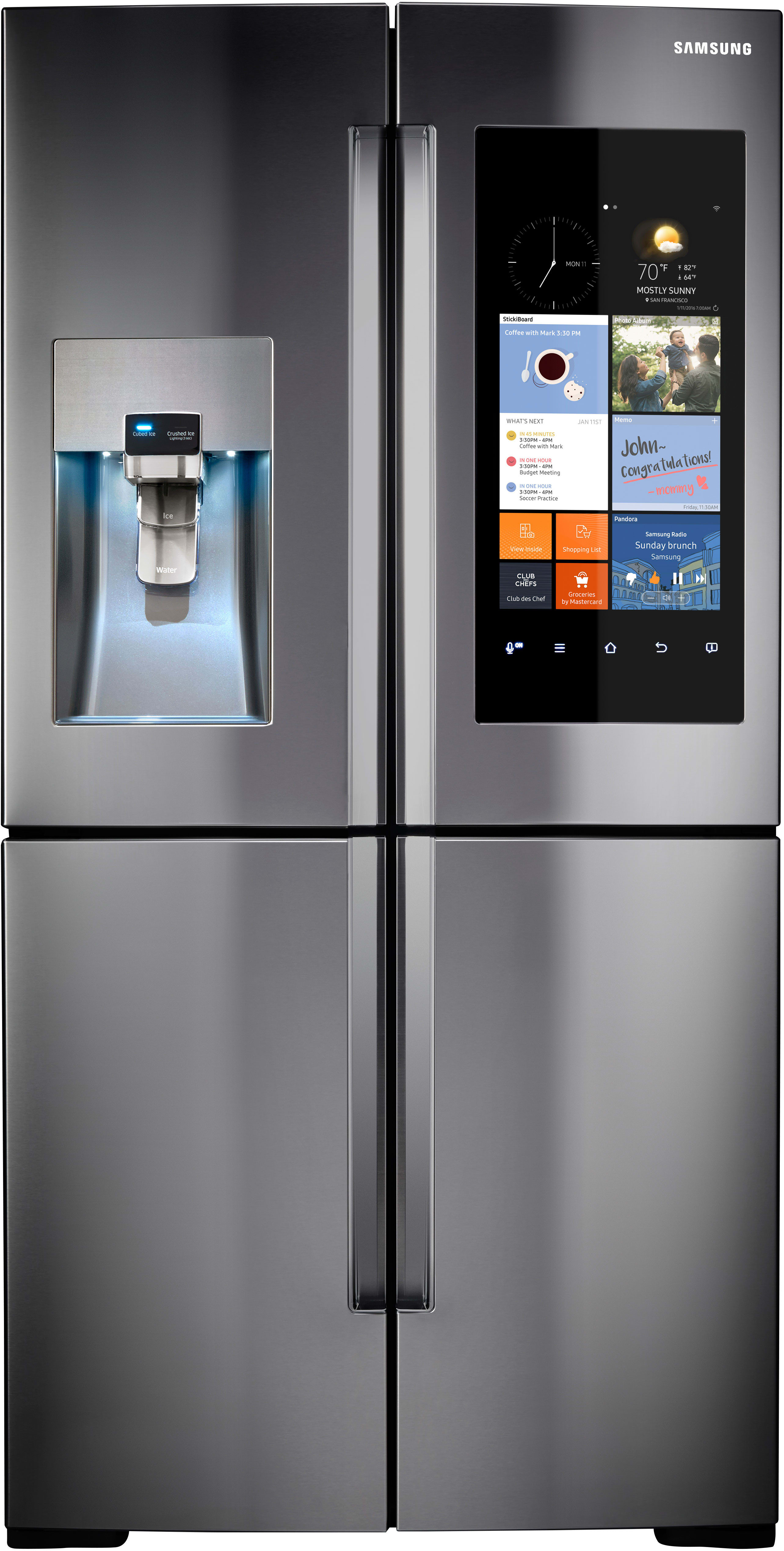 Samsung RF22K9581SR 36 Inch Counter Depth 4-Door French Door Refrigerator with Family Hub WiFi