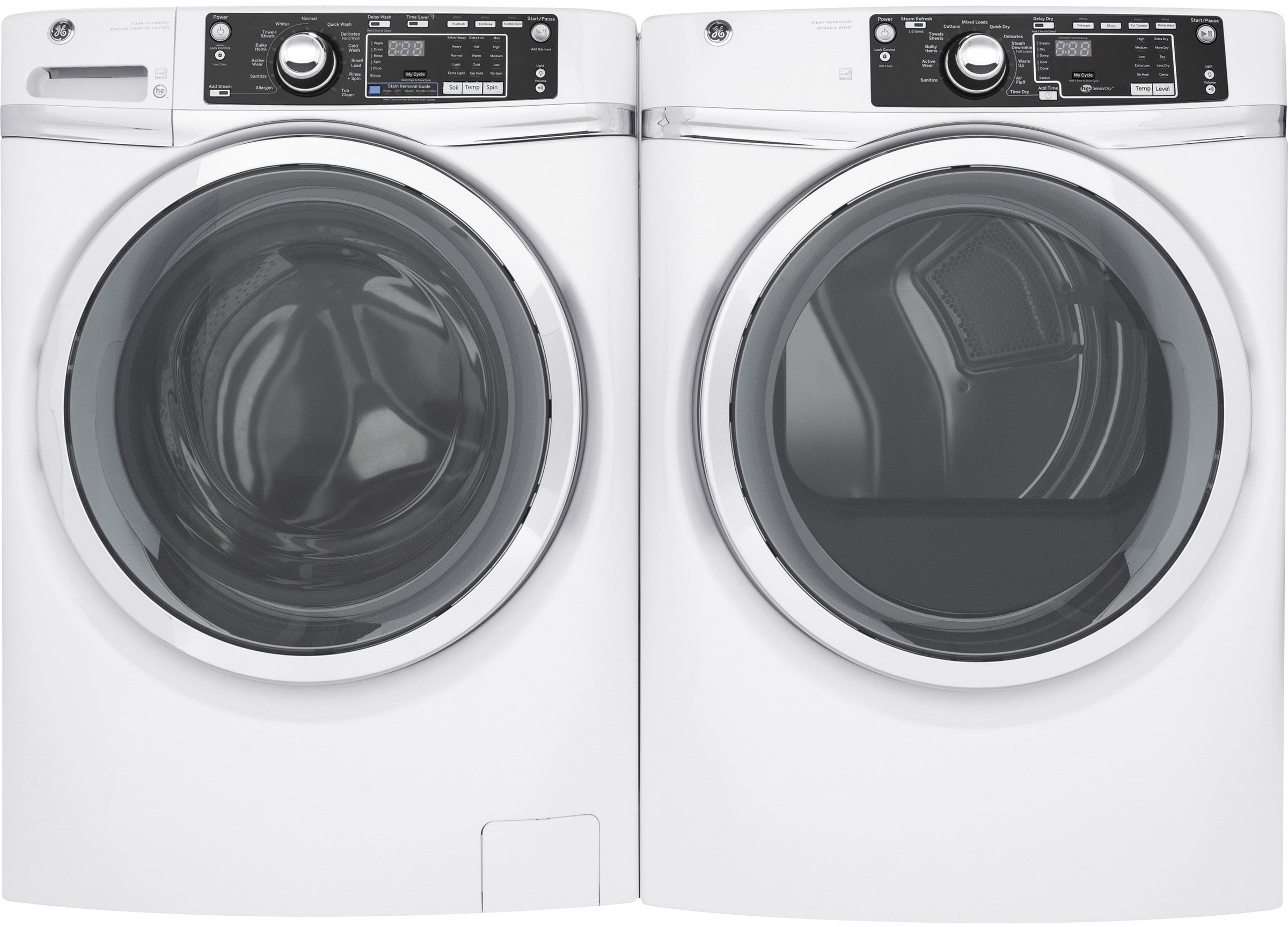 GE GEWADRWE1 SidebySide Washer & Dryer Set with Front Load Washer and