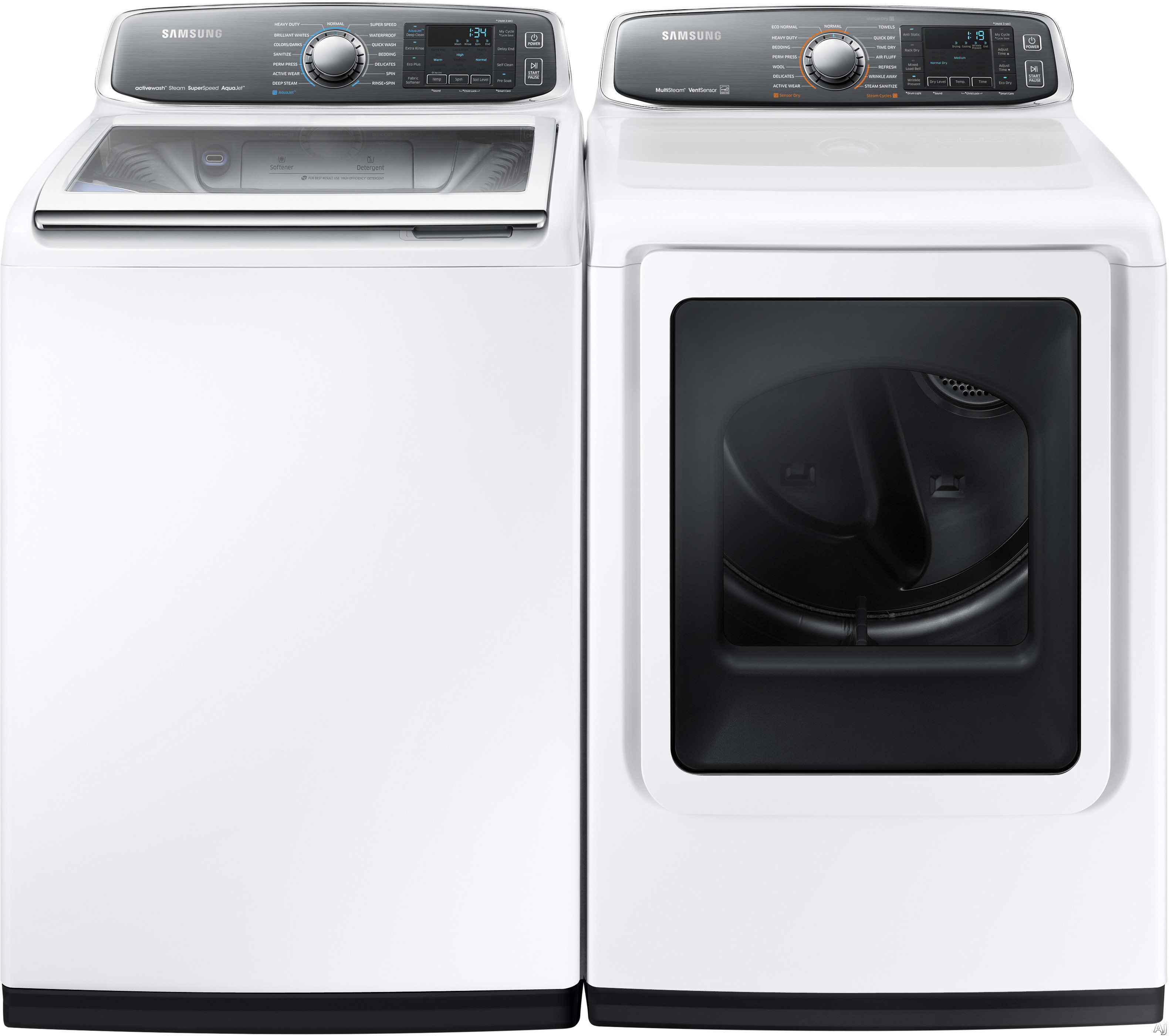 Samsung SAWADRGW3 Side-by-Side Washer & Dryer Set with Top Load Washer and Gas Dryer in White