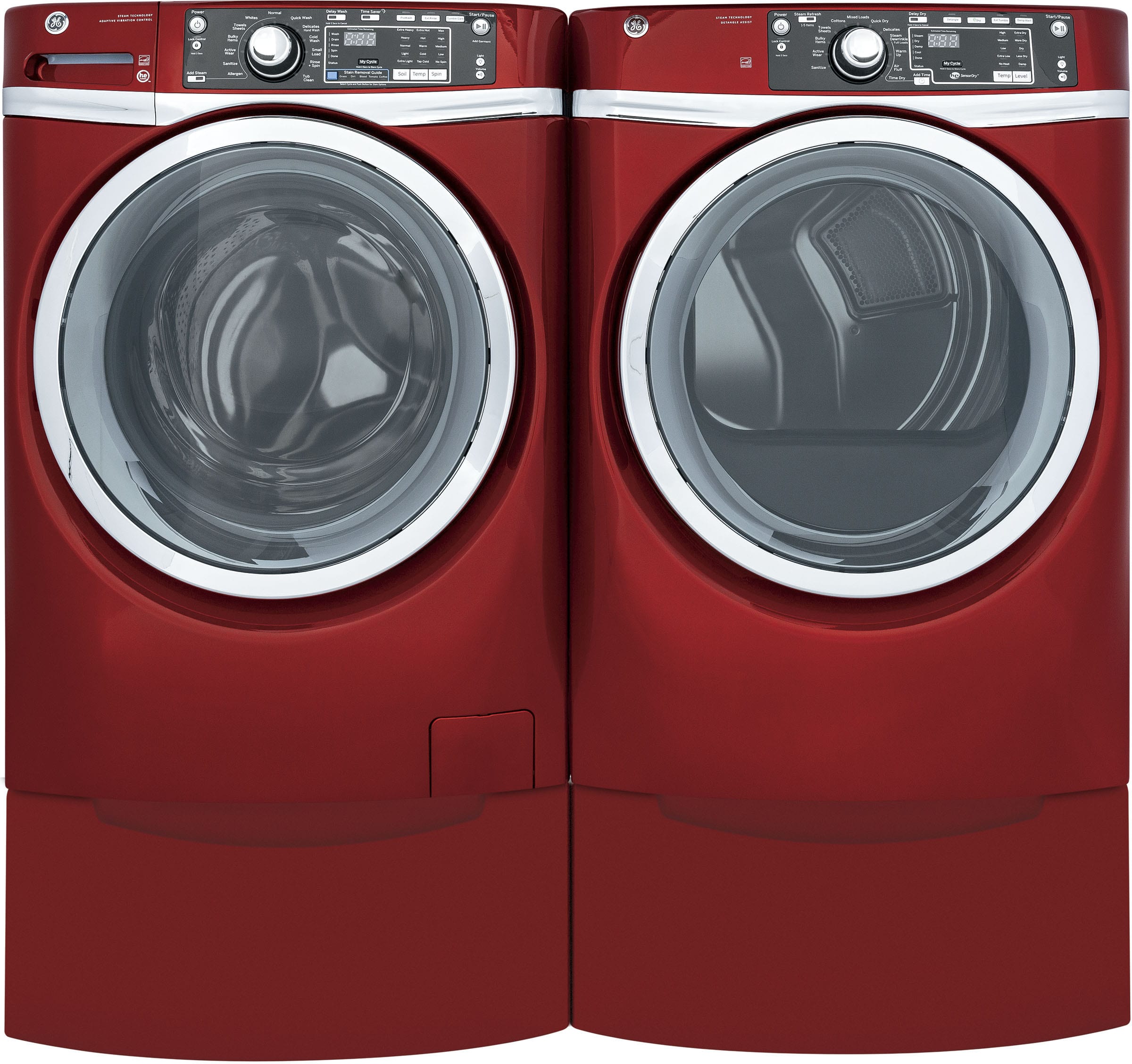 GE GEWADRGR2 SidebySide on Pedestals Washer & Dryer Set with Front