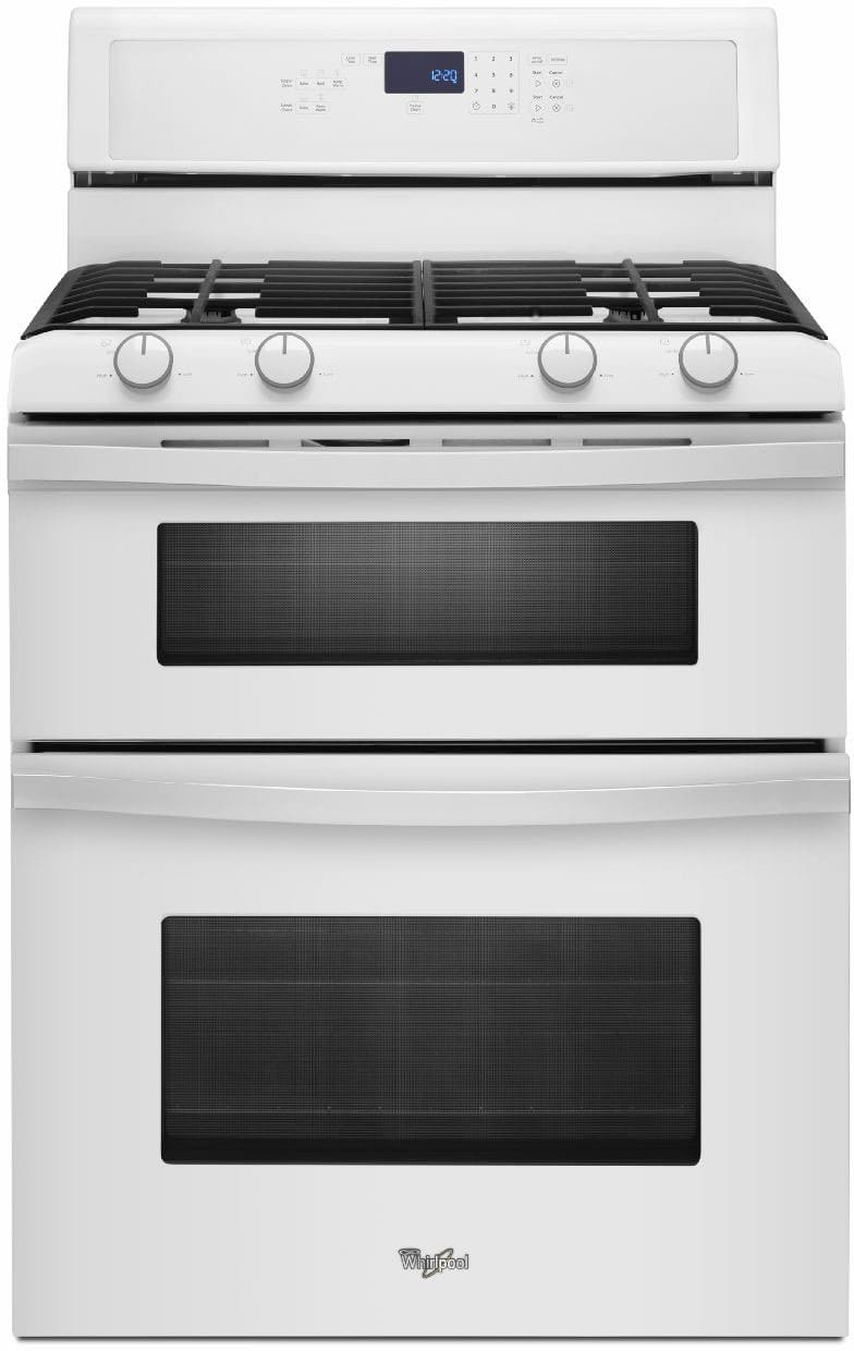 Whirlpool WGG555S0BW 30 Inch Freestanding Gas Double Oven Range with 4
