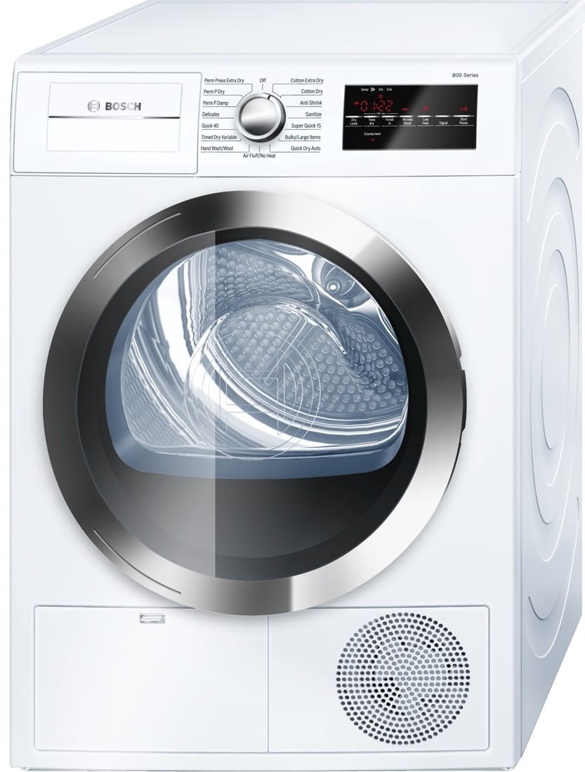 Bosch WTG86402UC 24 Inch Electric Dryer with Condensation Drying, Anti Shrink, Super Quick Cycle, 15 Total Cycles, 4.0 cu. ft.