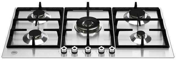 36 Inch Gas Cooktop with 5 Sealed Burners, Continuous Cast Iron Grates, Rapid Burner, 2 Medium Burner, Simmer Burner, Triple Ring, Fail-Safe Thermocouple Technology, Solid Metal Knobs, ADA Compliant, and UL Certified