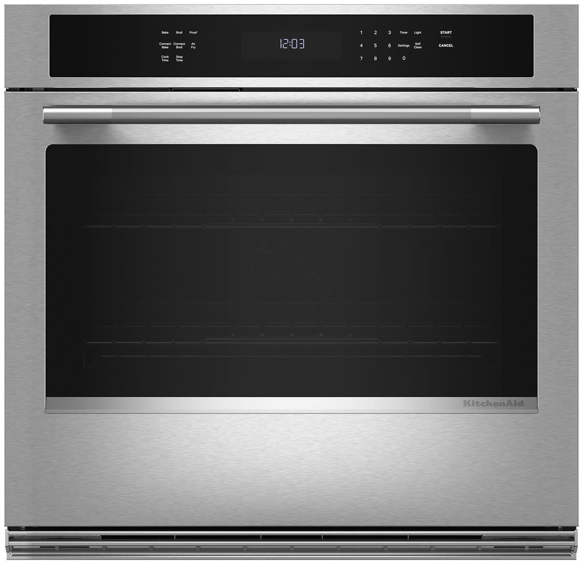 30 Inch Single Wall Oven with 5.0 cu. ft. Oven Capacity, Even-Heat™ True Convection, EasyConvect™ Conversion System, SatinGlide™ Roll-Out Extension Rack, No Preheat Air Fry Mode, Temperature Probe, Self Cleaning & Steam Clean Cycle, PrintShield™ Finish, Sabbath Mode and STAR-K Certified