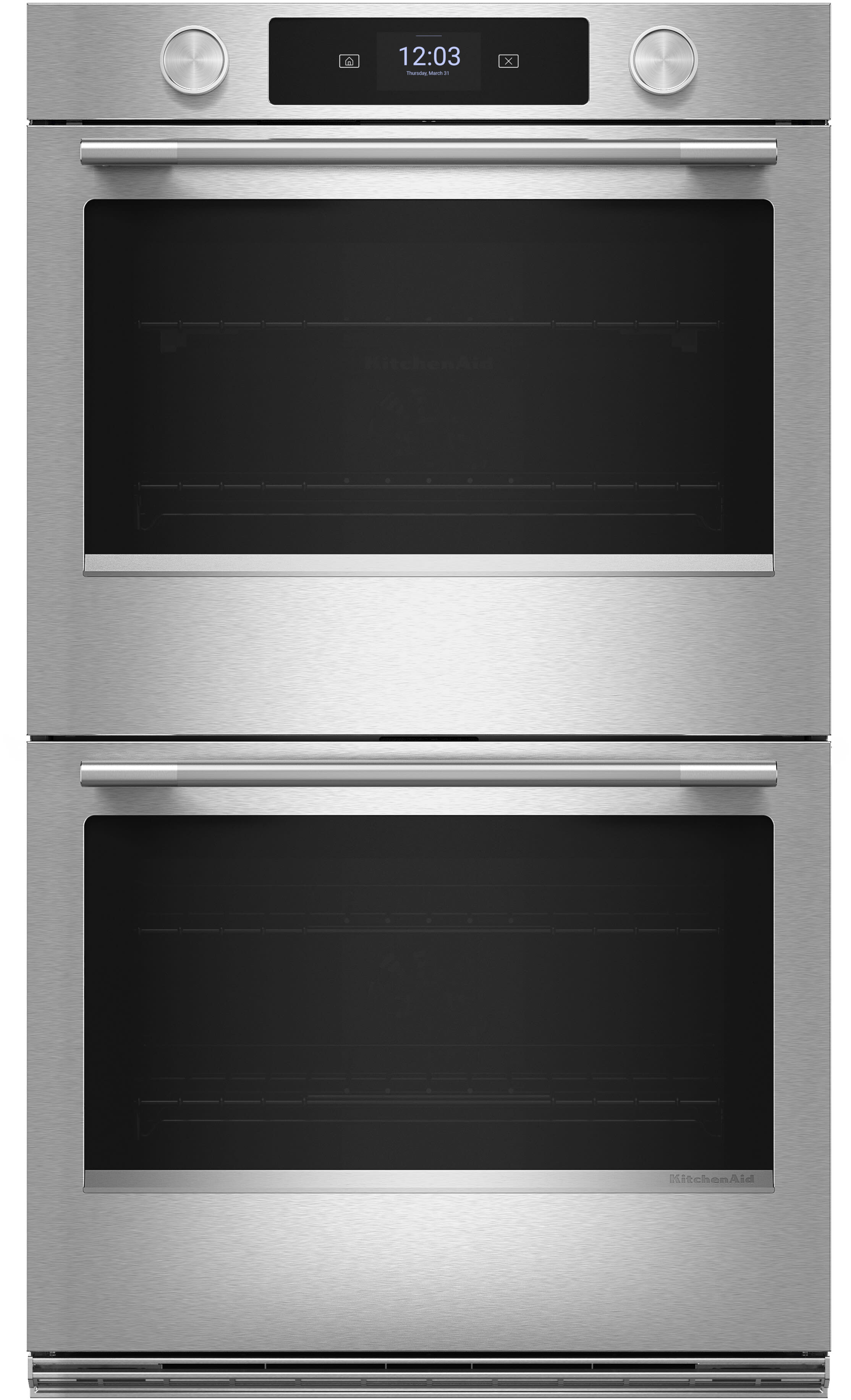 30 Inch Double Convection Smart Electric Wall Oven with 10 cu. ft. Total Capacity, Even-Heat™ True Convection, Steam Clean, Assisted Cook Cycles, Air Fry, Temperature Probe, Backlit Knobs, Sabbath Mode, and Star-K Certified: PrintShield Stainless