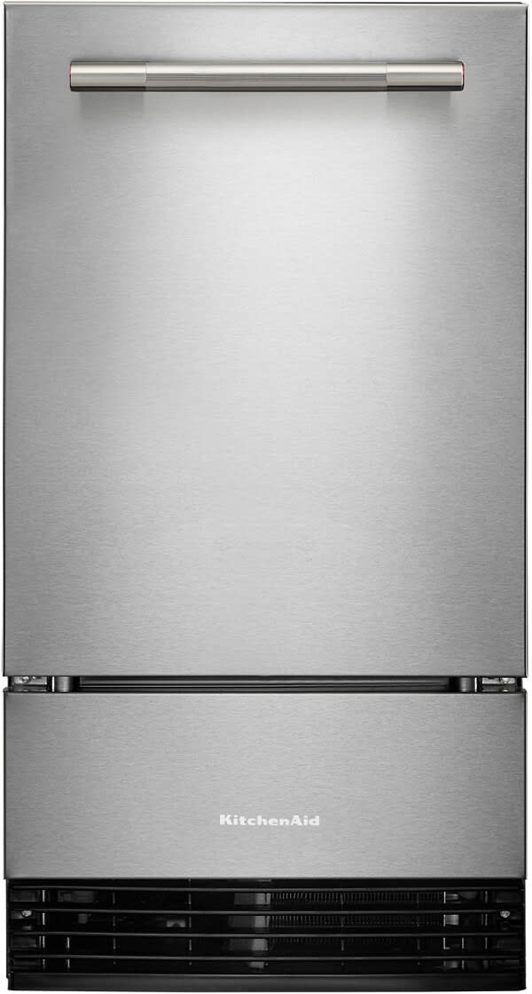 18 Inch Freestanding/Built-In Undercounter Clear Ice Maker with 35 lbs. Ice Storage Capacity, Drop-Down Door, PrintShield™ Finish, Fully Flush Installation, Self-Cleaning Cycle, Filter-Ready, Gravity Drain System (Pump Sold Separately), and Max Ice