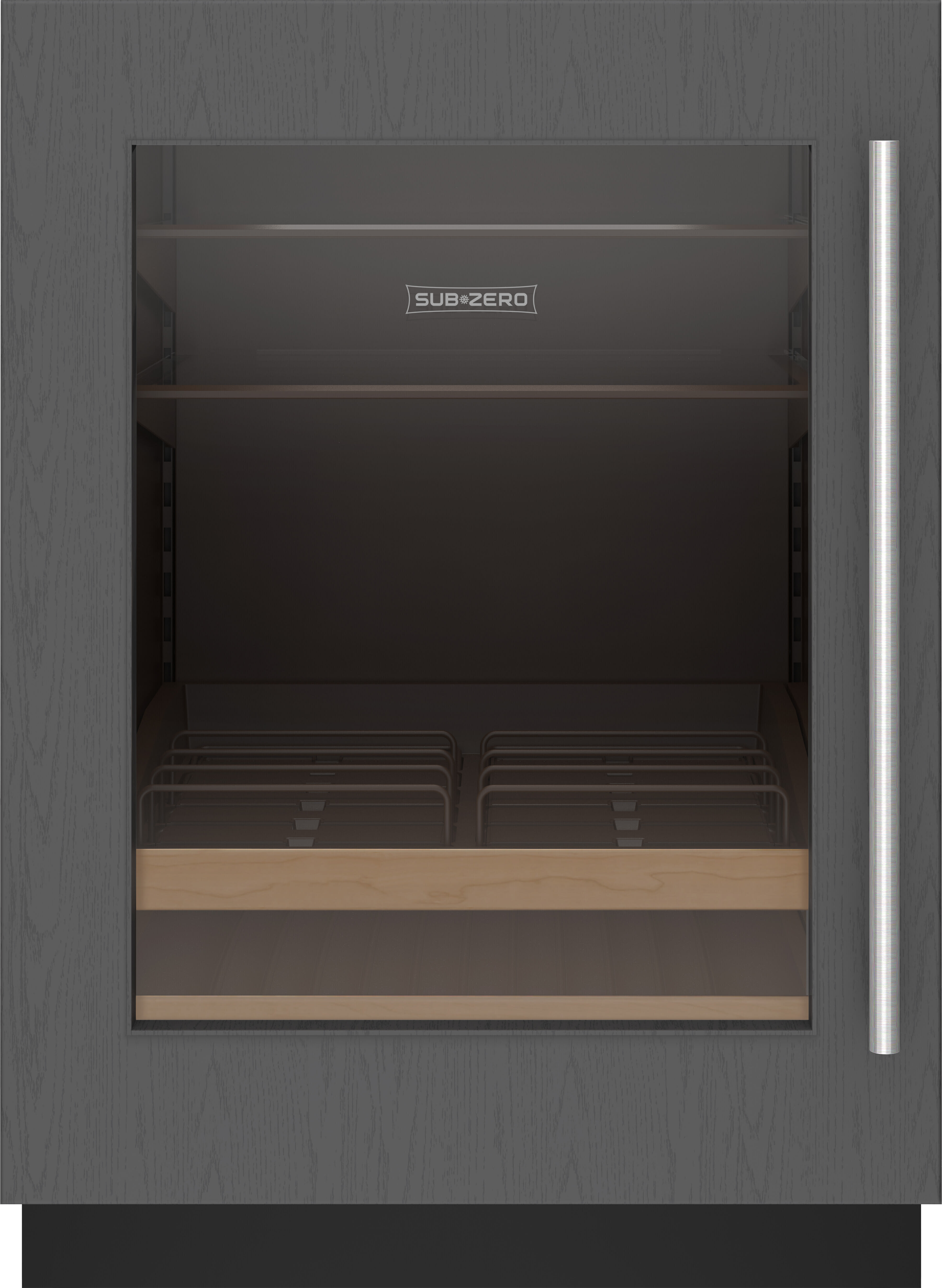 24 Inch Panel-Ready Built-In Under Counter Smart Beverage Center with 5.5 cu. ft. Capacity, 2 Adjustable Glass, Upright Beverage Shelf, Multipurpose Shelf, UV-Resistant Glass Door, LED Accent Lights, Door Alarm, Star-K and Energy Star Certified: Left Hinged