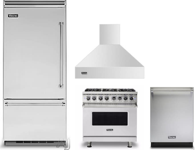 4 Piece Kitchen Appliances Package with Bottom Freezer Refrigerator, Dual Fuel Range and Dishwasher in Stainless Steel