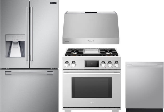 4 Piece Kitchen Appliances Package with Refrigerator, Gas Range and Dishwasher in Stainless Steel
