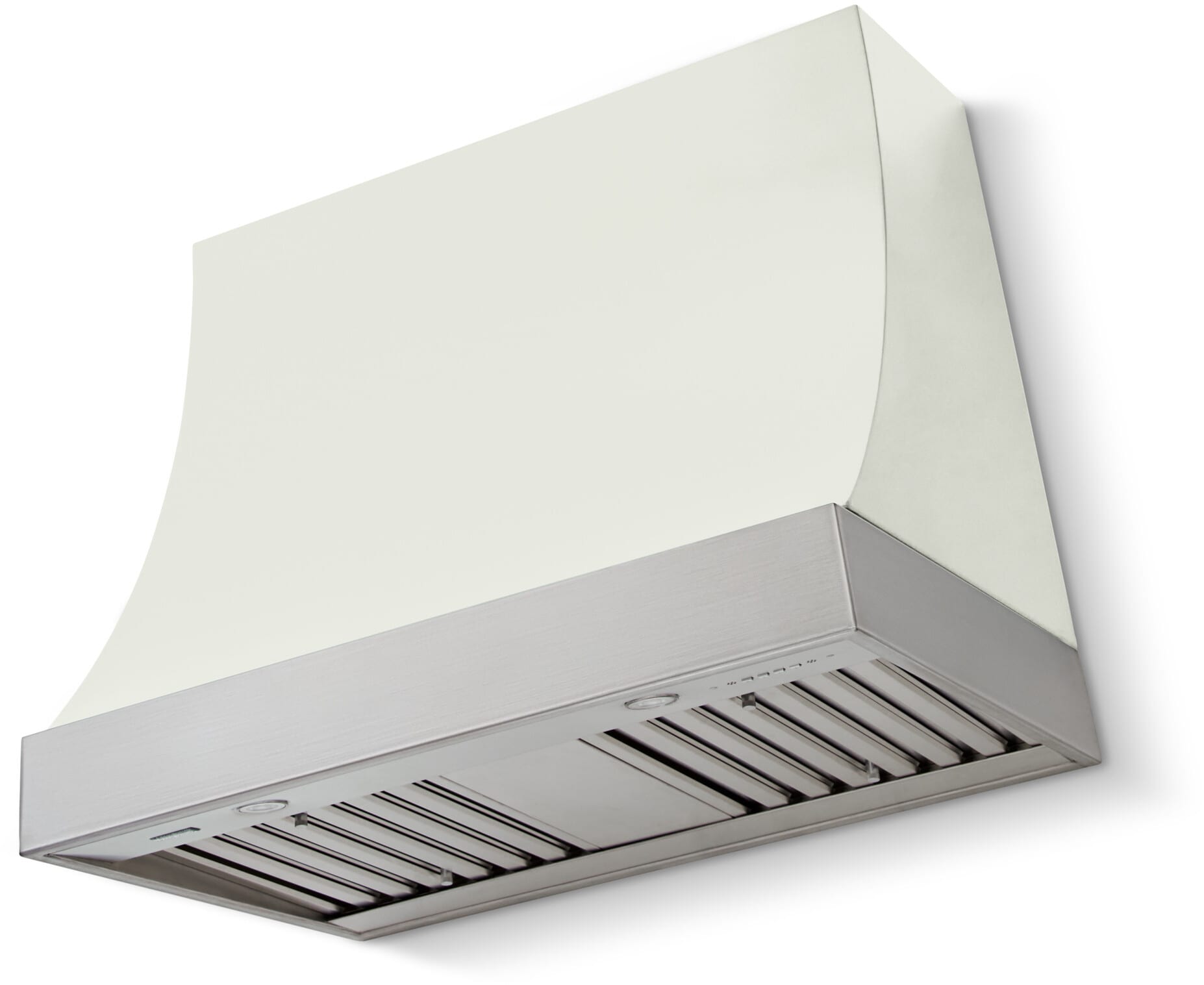 36 Inch Arched Front Wall Mount Hood with 3-Speed/600 CFM Blower, Electronic Touch Controls, LED Lighting, and Baffle Filters: White with Brushed Nickel Trim