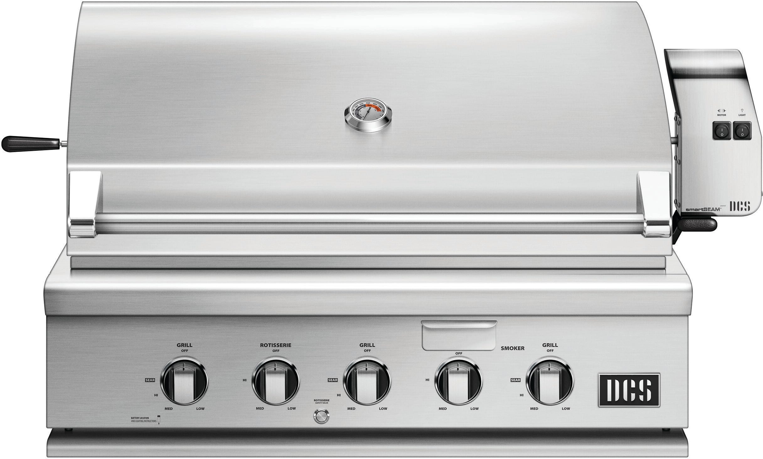36 Inch Freestanding Gas Grill with 871 Sq. In. Cooking Area, Stainless Steel Grill Grates, 92,500 BTU Total Output, 3 Grill Burners, Integrated Rotisserie Burner, Smoker Tray with Burner, Grease Management System and Hood Temperature Gauge: Natural Gas