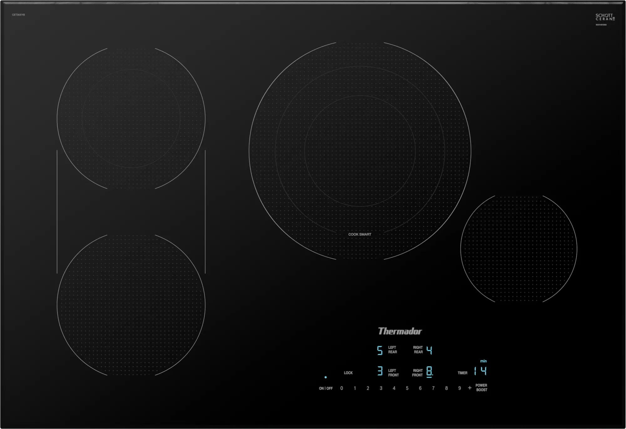 30 Inch Electric Cooktop with 4 Elements, Glass Ceramic Surface, Dual Zone Bridge Element, Triple Zone Center Element, CookSmart®, and Residual Heat Indicator