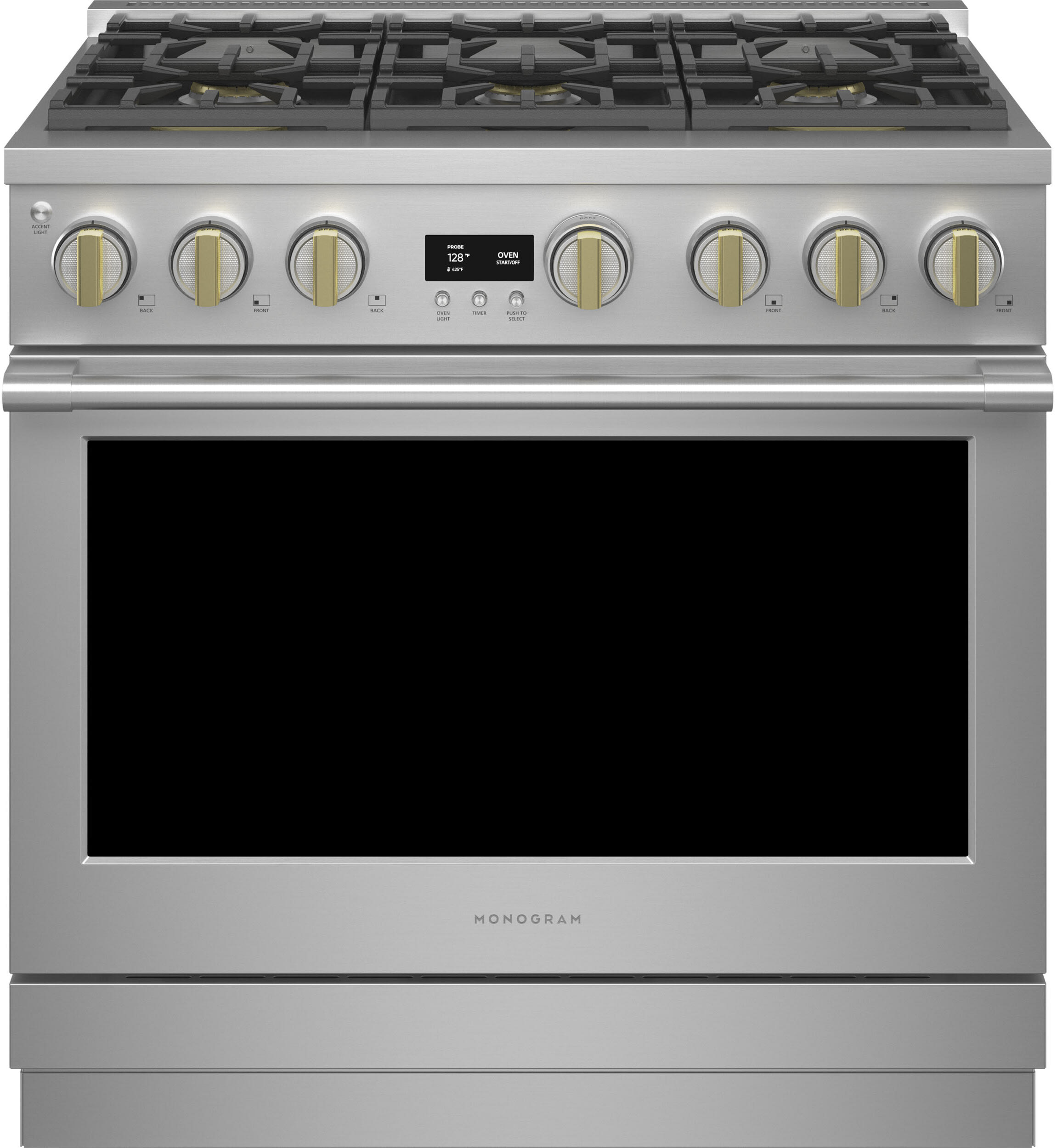 36 Inch Freestanding Professional Gas Smart Range with 6 Sealed Burners, 6.2 cu ft Oven, Continuous Grates, Steam-Clean, Chef Connect, Dynamic Oven LCD, Precision Oven Modes, Reversible Wok Grates and ADA Compliant