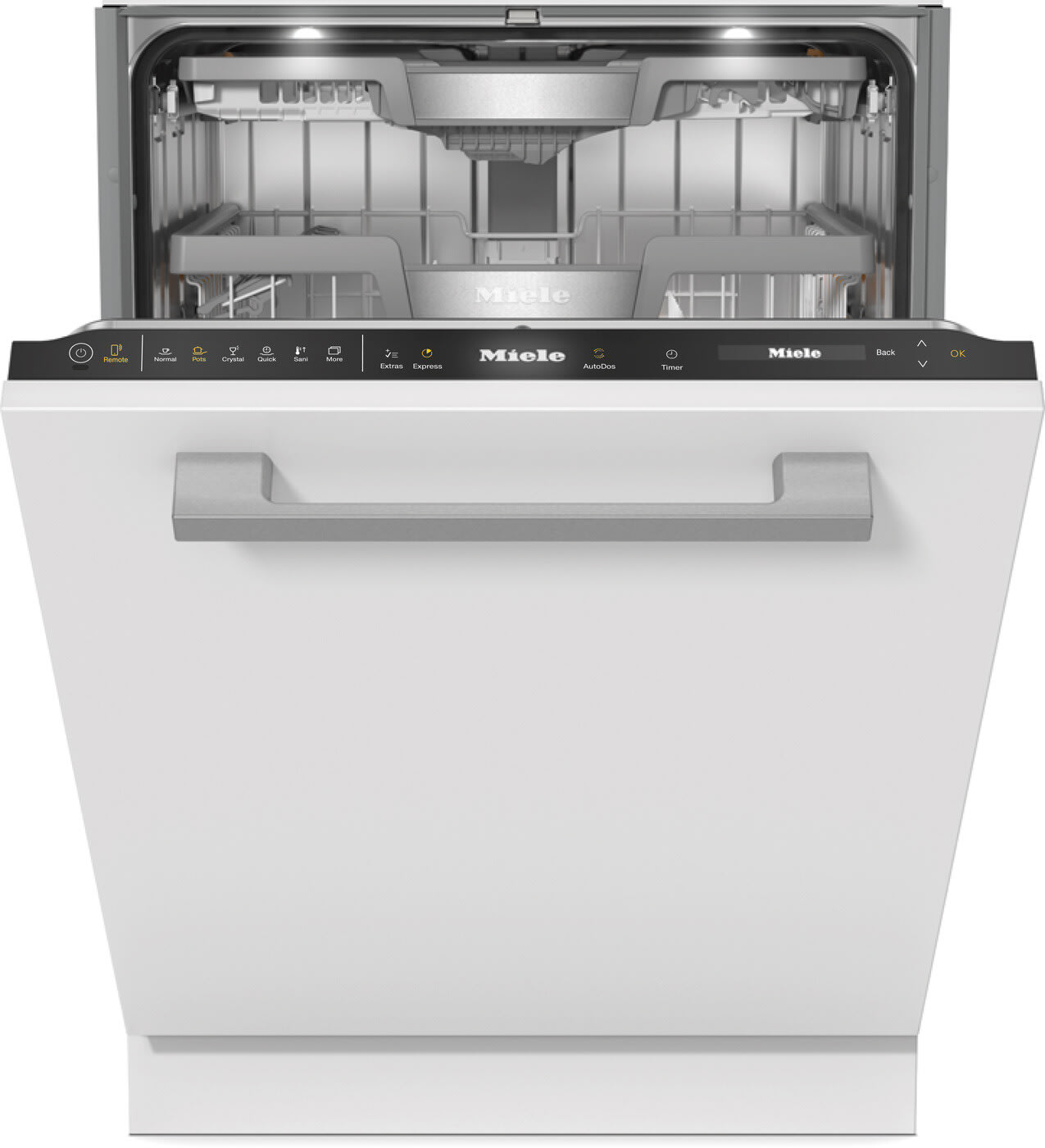 24 Inch Built-In Panel Ready Fully Integrated Dishwasher with 16 Place Setting Capacity, 13 Program Cycles, 39/37 dBA, WifiConn@ct with Miele@home, EcoPower Technology, 3D MultiFlex Cutlery Tray, QuickIntenseWash, AutoDos with PowerDisk, DirectSensor Controls, Remote Start, BrilliantLight, Water Softener and ENERGY STAR®: Panel Ready