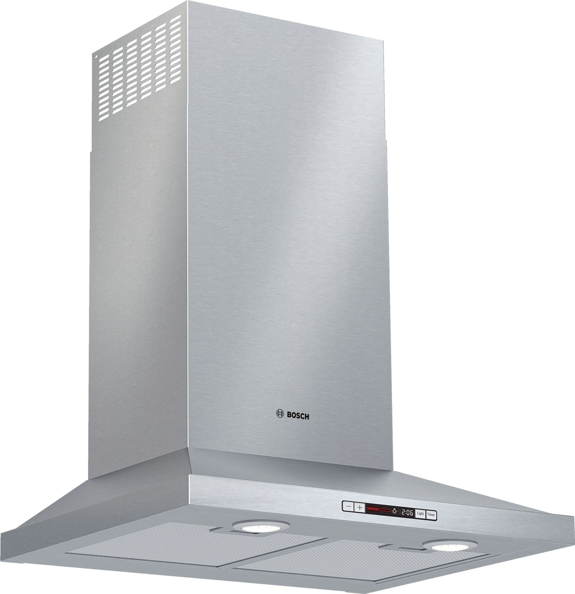 24 Inch Wall Mount Range Hood with 3-Speed/300 CFM Blower, Quiet Blower 1.5 Sones, LCD Touch Display, Mesh Filters, LED Lighting, and Audible Tone