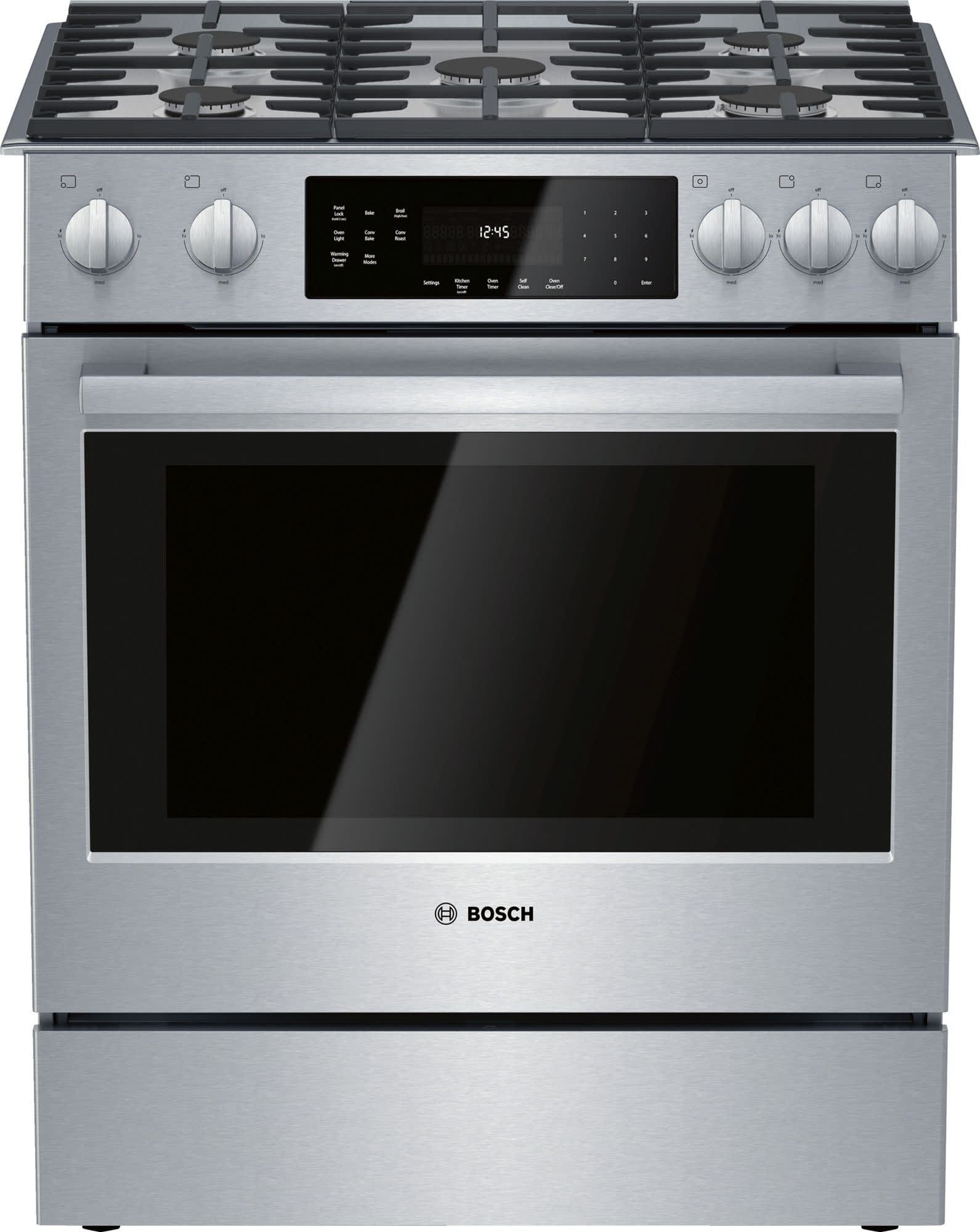 30 Inch Slide-In Gas Range with Convection Technology, 5 Sealed Burners, Touch Control, Self-Cleaning, and Convection Technology: Stainless Steel