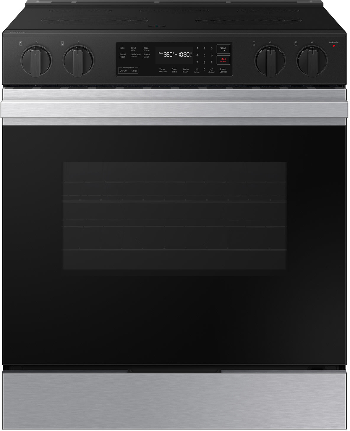 30 Inch Slide-In Electric Smart Range with 5 Elements, 6.3 cu. ft. Oven Capacity, 2 Dual Ring Burners, Warming Center, Storage Drawer, Self & Steam Clean, and ADA Compliant: Stainless Steel