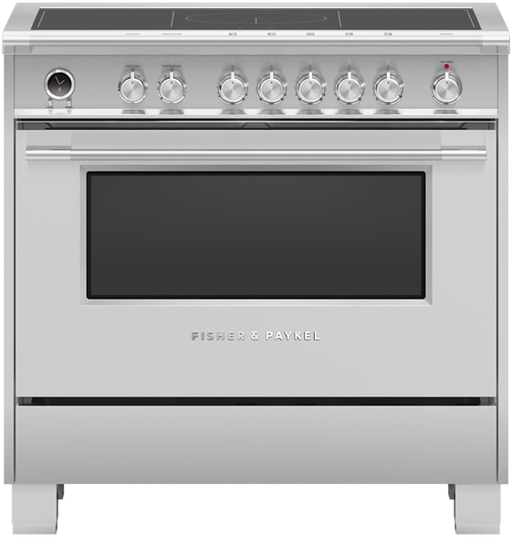 36 Inch Freestanding Induction Range with 5 Element Burners, 4.9 Cu. Ft. Oven Capacity, Warming Drawer, Self-Clean, Convection Oven, Non-Tip Full-Extension Shelves, Pan Detection System, and Surface Hot Indicators: Stainless Steel