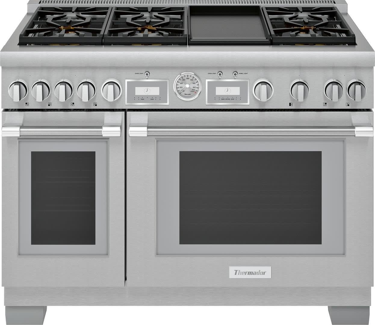 48 Inch Freestanding Professional Dual Fuel Smart Range with 6 Sealed Burners, 8.2 cu. ft. Total Oven Capacity, Self-Clean, and Non-Stick Griddle