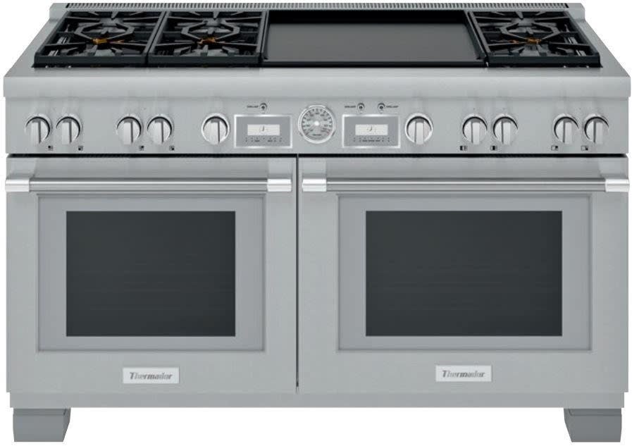 60 Inch Freestanding Professional Dual Fuel Smart Range with 6 Sealed Burners, 10.6 cu. ft. Total Oven Capacity, Self-Clean, Sabbath Mode, and Double Griddle