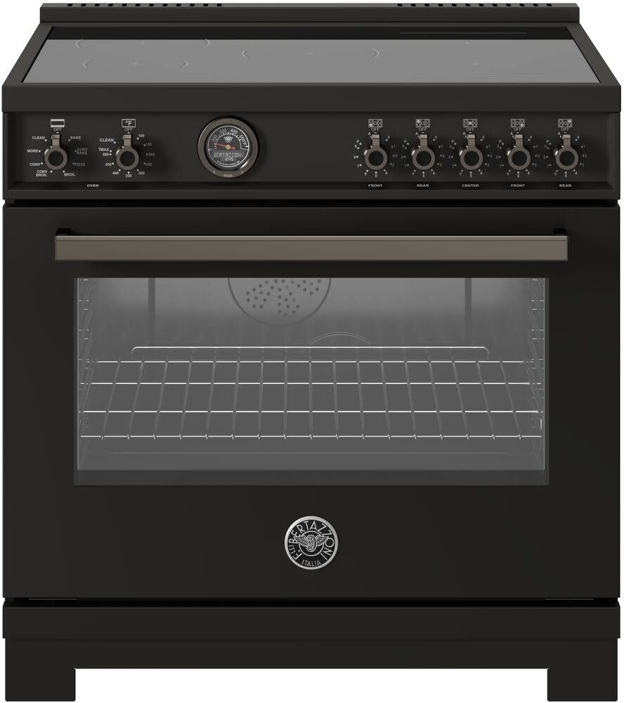 36 Inch Freestanding Induction Range with 5 Elements, 5.7 cu. ft. Oven Capacity, Self-Cleaning, Convection Oven, and 1" Stainless Steel Backguard: Carbonio