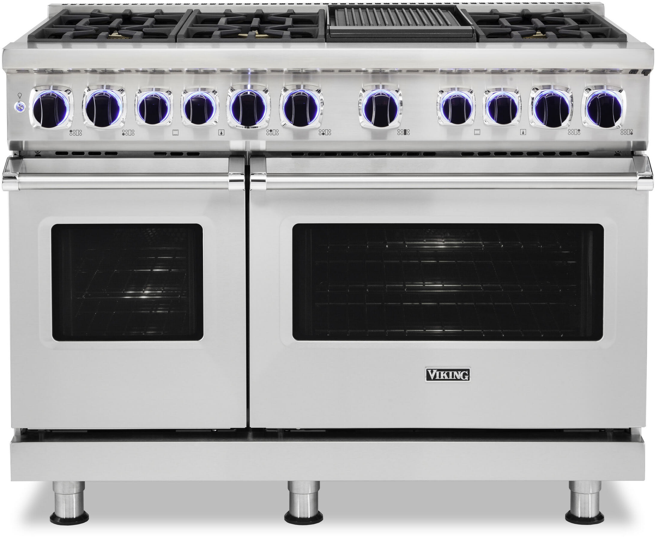 48 Inch Freestanding Dual Fuel Range with Gourmet-Glo™ Infrared Broiler, Rapid Ready™ Preheat System, SoftLit™ LED Lights, SureSpark™ Ignition System, VariSimmer™ Setting, and Elevation™ Burners: Stainless Steel