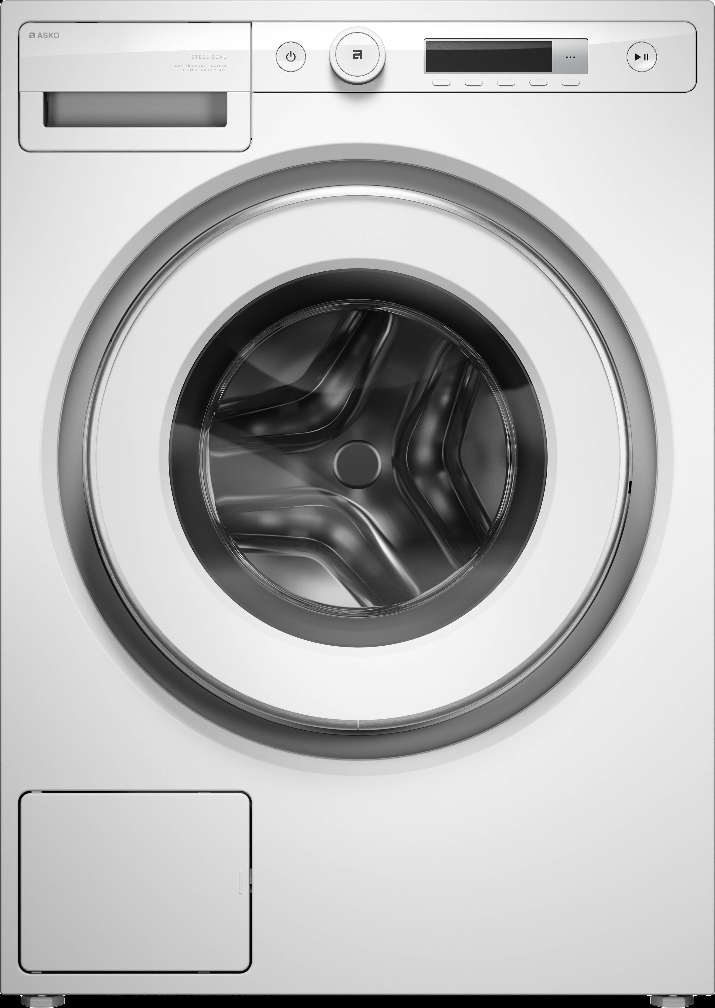 24 Inch Front Load Smart Washer with 2.4 cu. ft. Capacity, 21 Wash Programs, 1,600 RPM, Steam Disinfection, Quick Pro, Auto Dose, Aqua Safe System™, Steel Seal™, ADA Compliant, and Energy Star