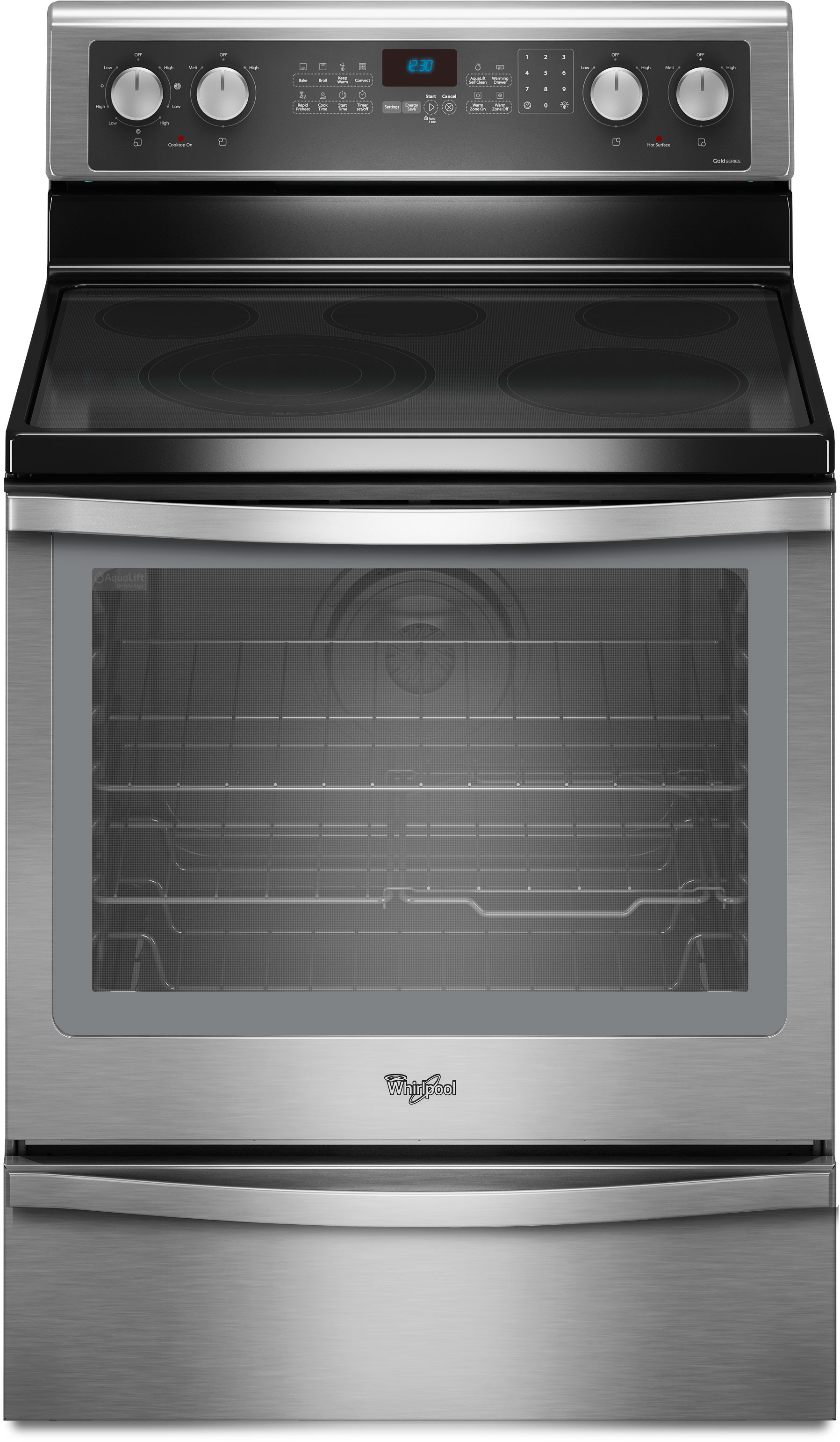 Whirlpool WFE720H0AS 30 Inch Freestanding Smoothtop Electric Range with 4 Radiant Elements