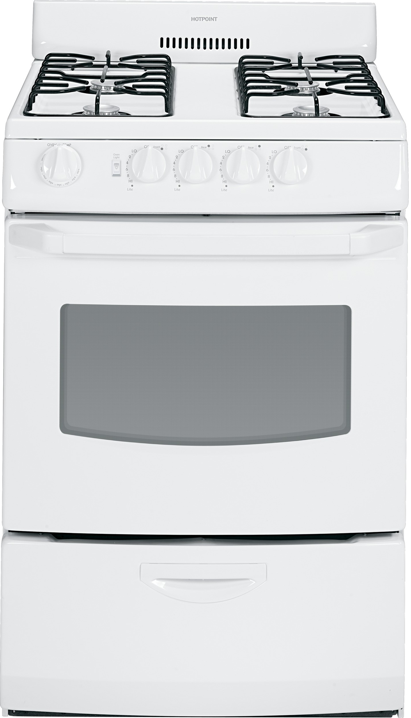 GE RGA824DEDWW 24 Inch Freestanding Gas Range with 4 Surface Burners, 3