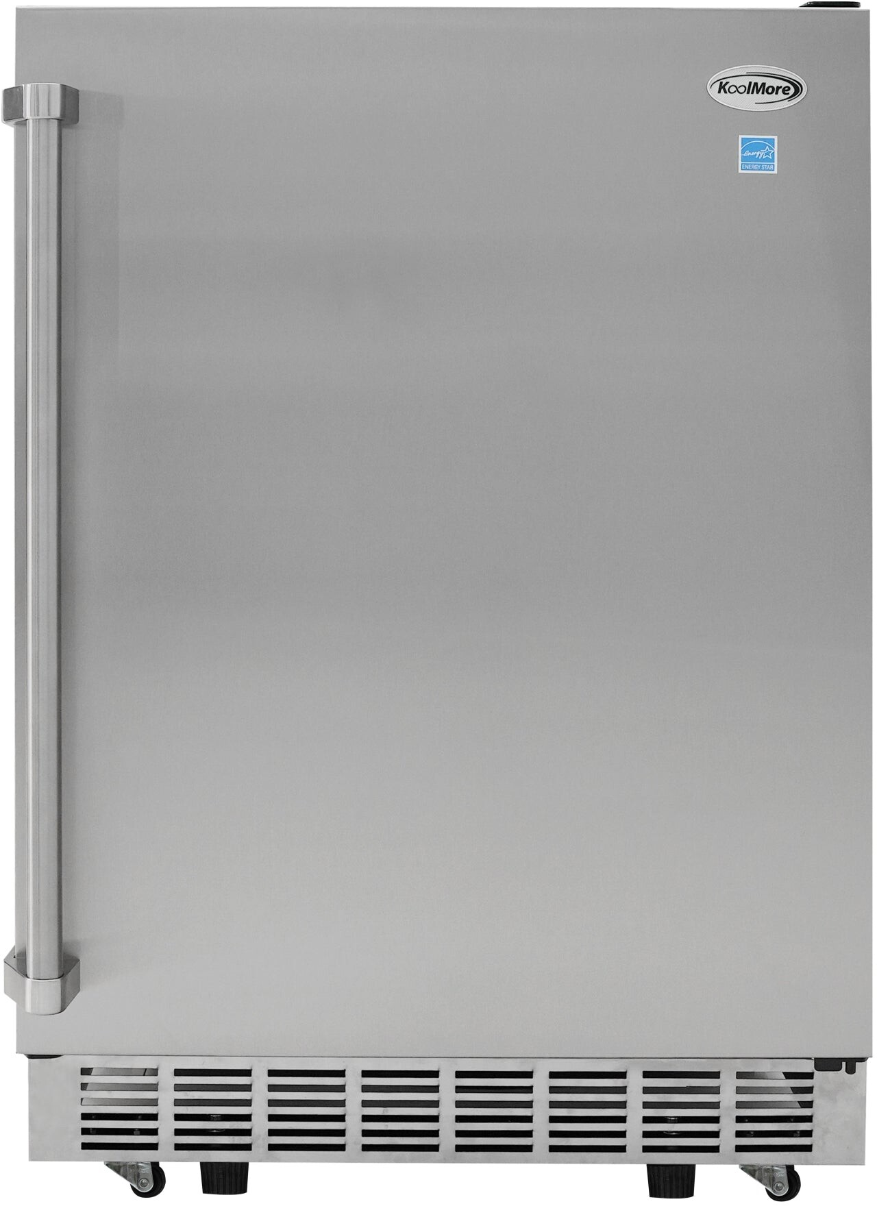 KoolMore KMOKSOFRC58SS 24 inch Outdoor Kitchen Refrigerator with 5.5 Cu. ft. Capacity, Automatic defrost, Blue LED Lighting and IPX4 Rating, in Stainless Steel