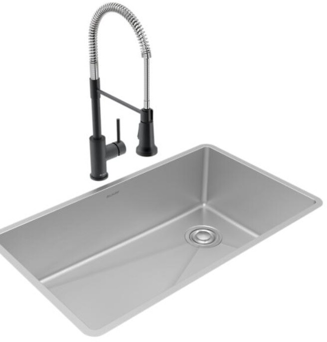 18 Gauge Stainless Steel 31-1/2" x 18-1/2" x 9" Single Bowl Undermount Sink and Faucet Kit with Drain