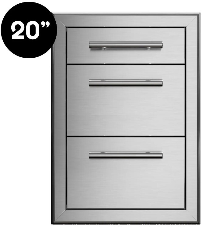 Xo Appliance XOG20DRAWER3 20" Stainless Steel Triple Drawer - Smooth Acting, Soft Close Drawer Glides, 304 Stainless Steel Construction