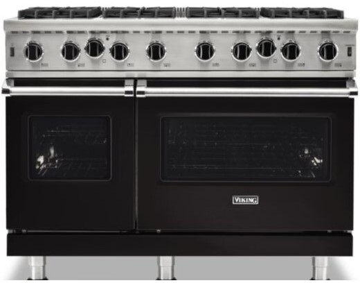 Viking VGIC54828BON 5 Series 48 inch Freestanding Gas Range with 8 Open Burners, 6.1 cu. ft. Total Capacity, Continuous Grates, SureSpark Ignition System, ProFlow Convection Baffle (Onyx, Natural Gas)