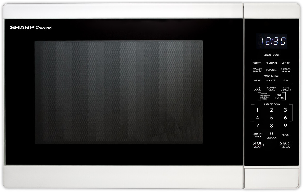 Sharp SMC1461KW 21 inch Countertop Microwave with 1.4 cu. ft. Capacity, 1100 Watts Cooking Power, Sensor Cooking and Carousel Turntable (White)