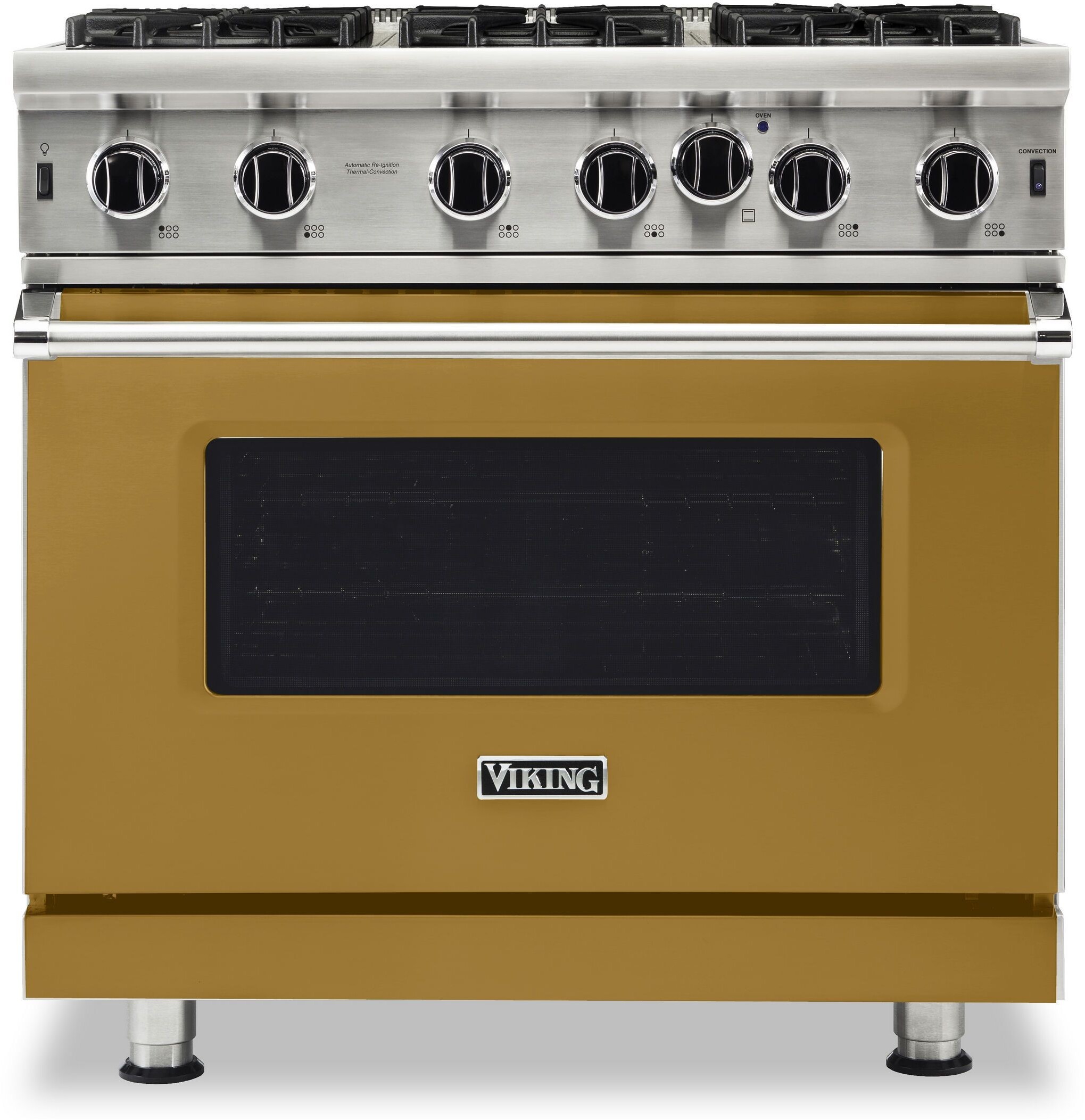 Viking VGIC53626BGHLP 5 Series 36 inch Freestanding Gas Range with 6 Open Burners, 5.1 cu. ft. Oven Capacity, VariSimmer, Gourmet-Glo Infrared Broiler (Golden Hour, Liquid Propane)