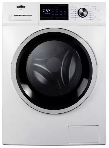 Summit LW2427 24 inch Front Load Washer with 2.7 cu. ft. Capacity, Energy Star Certified, Stainless Steel Tub, 15 Wash Settings and Touchscreen Display in White