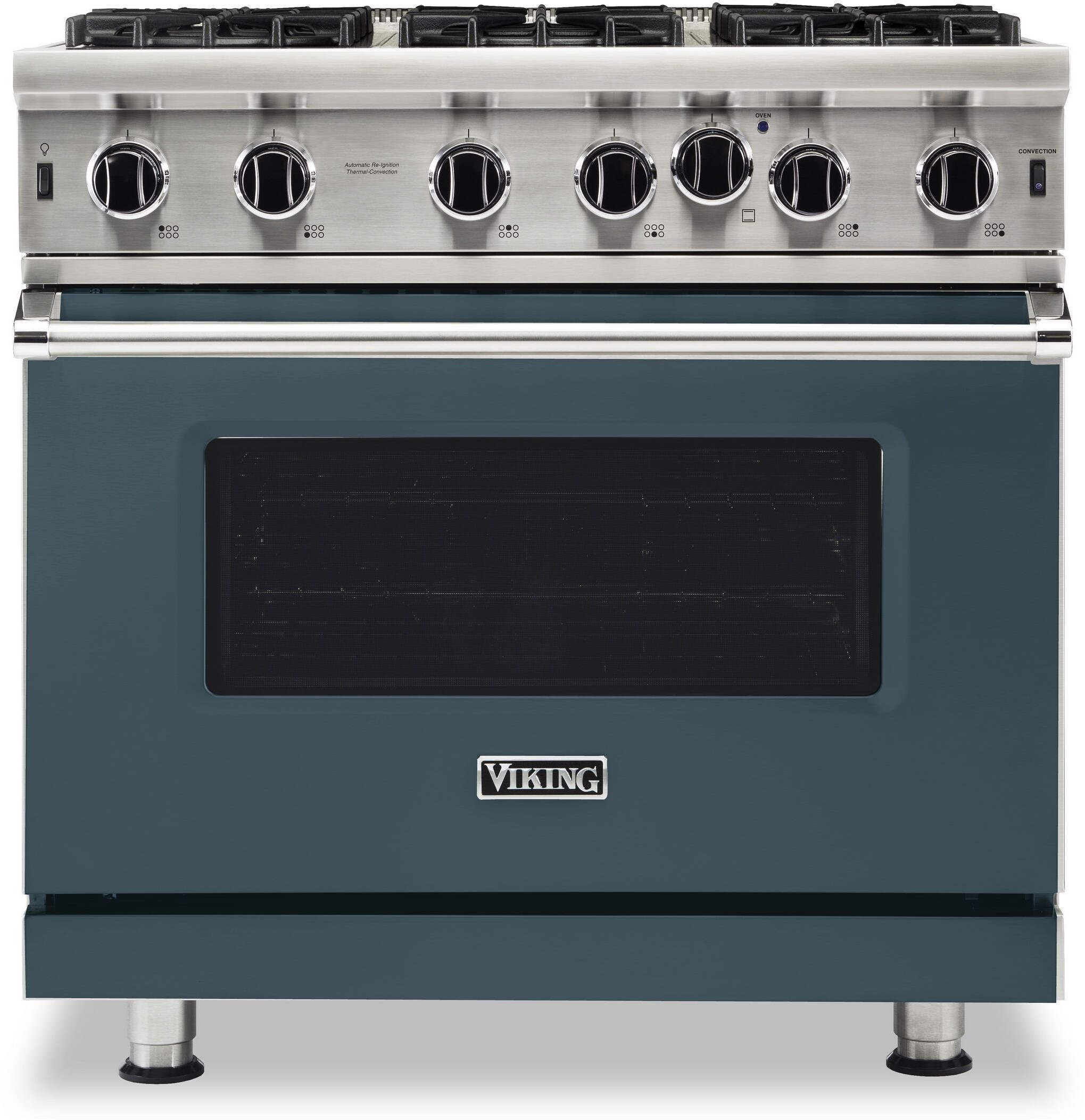 Viking VGIC53626BSQ 5 Series 36 inch Freestanding Gas Range with 6 Open Burners, 5.1 cu. ft. Oven Capacity, VariSimmer, Gourmet-Glo Infrared Broiler (Squall, Natural Gas)