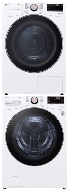 LG Stacked Front Load Washer and Electric Dryer Set in White LGWADREHWA4002W1
