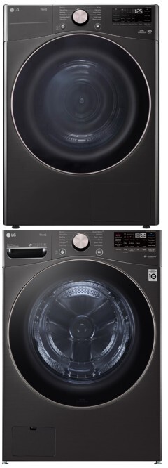LG Stacked Front Load Washer and Electric Dryer Set in Black Steel LGWADREHBA4002B1