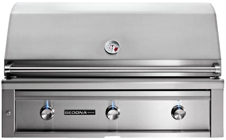 Lynx L701PSNG Sedona 42 inch Built-In Gas Grill With 3 Burners 1049 sq in Cooking Area, 69,000 Total Burner BTU, 1 Prosear Infrared Burner, Temperature Gauge, Blue-Lit Control Knobs, in Stainless Steel (Natural Gas)