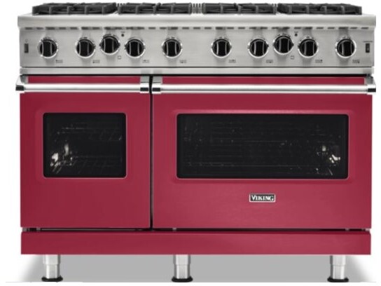 Viking VGIC54828BVALP 5 Series 48 inch Freestanding Gas Range with 8 Open Burners, 6.1 cu. ft. Total Capacity, Continuous Grates, SureSpark Ignition System, ProFlow Convection Baffle (Valentine, Liquid Propane)